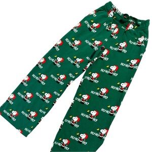 American Eagle Lounge Snoopy Christmas Pajama Pants XS Green Holiday Peanuts